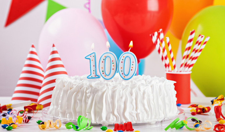 100 candles birthday cake