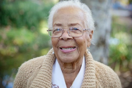 Elderly woman smiling