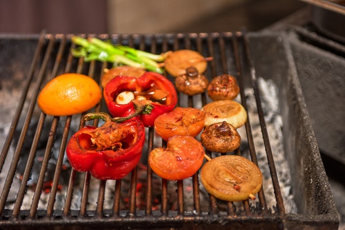 Grilled vegetables on barbecue