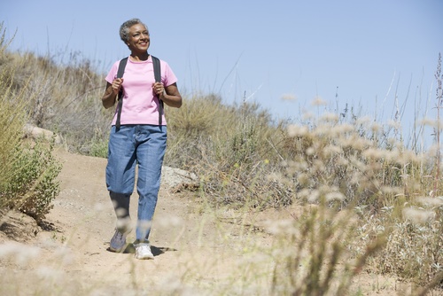 Mature woman hiking