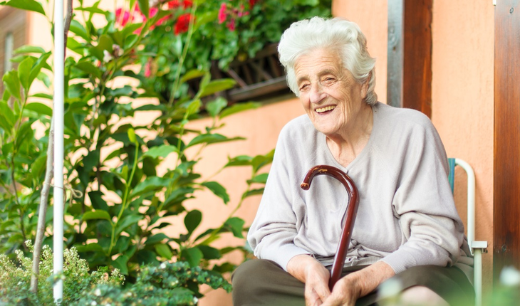 Old woman with cane