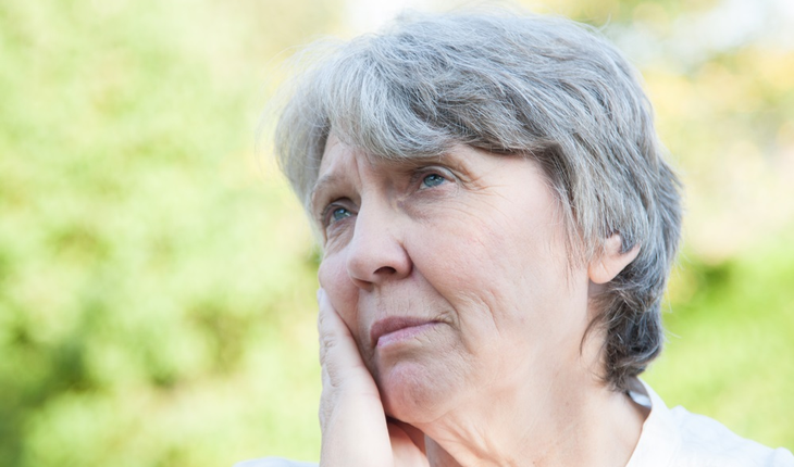 Worried senior woman