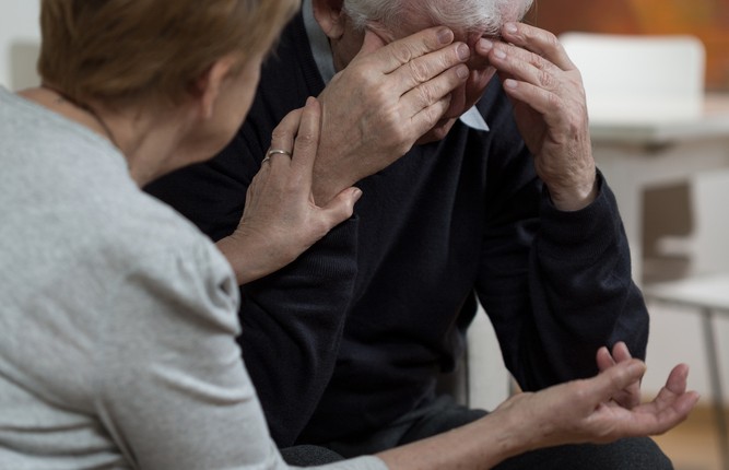 depressed older couple