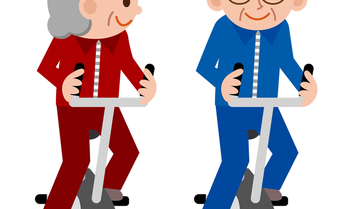 elderly exercising cartoon