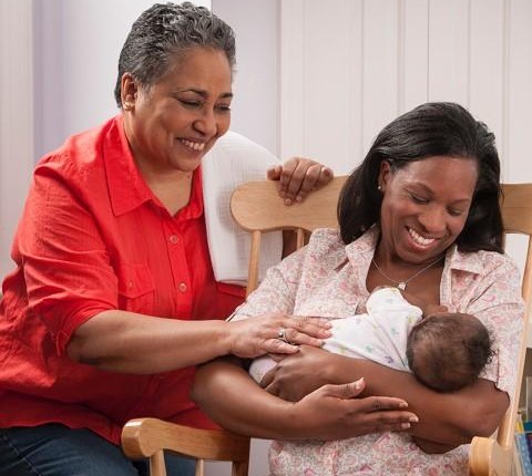 grandmother, daughter, and new baby