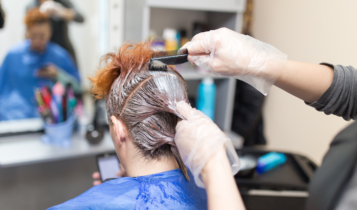 woman getting hair dye