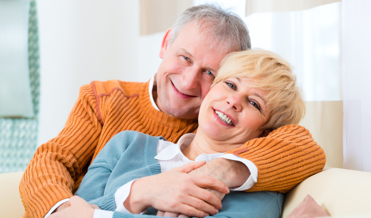 happy older couple, not married