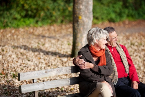 mature couple bench