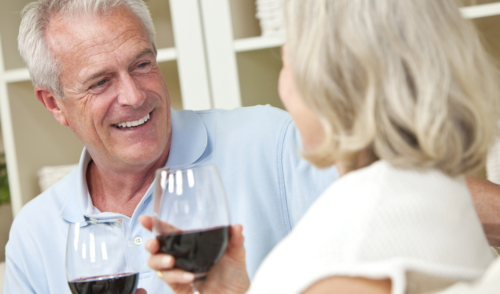 mature couple drinking wine