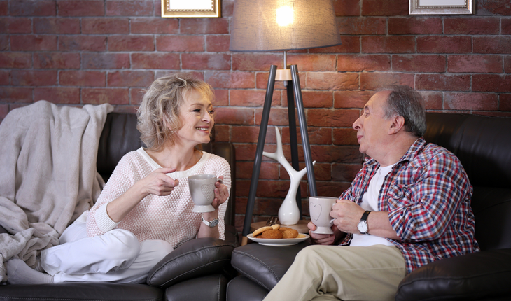 mature couple talking