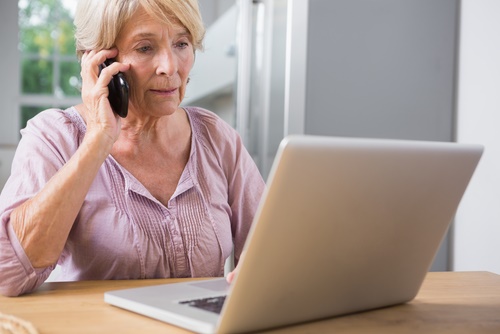 mature woman on phone