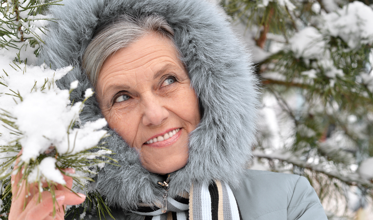older woman in winter