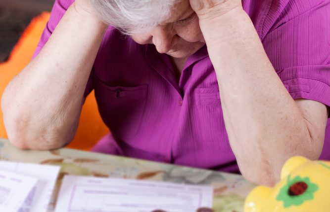 retired woman facing financial crisis