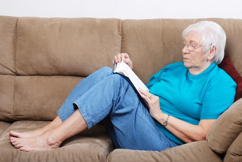 senior woman on sofa