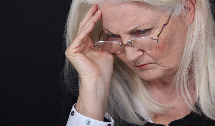 stressed older woman