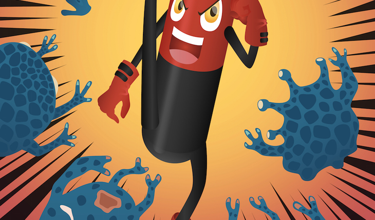 virus fighting cartoon