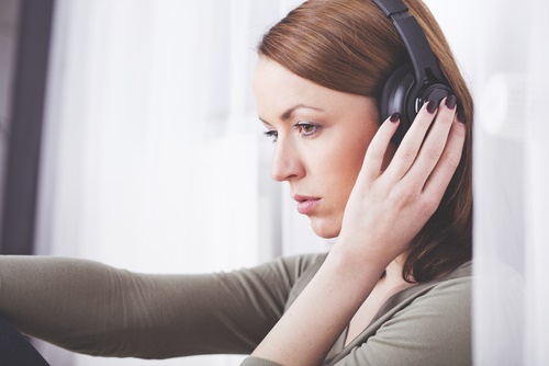 woman listening to music