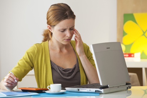 woman with eye strain