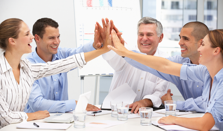 group of people working in retirement