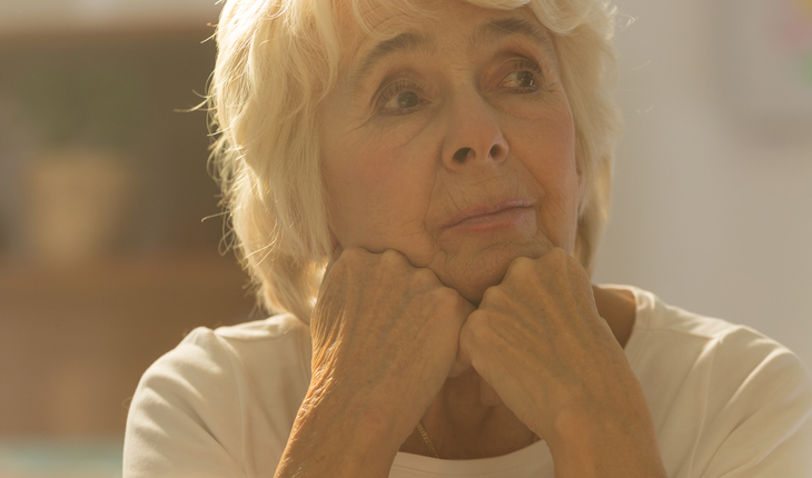 worried, lonely older woman