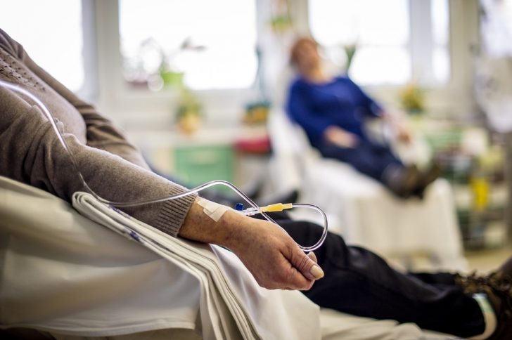 patient getting chemotherapy in hospital