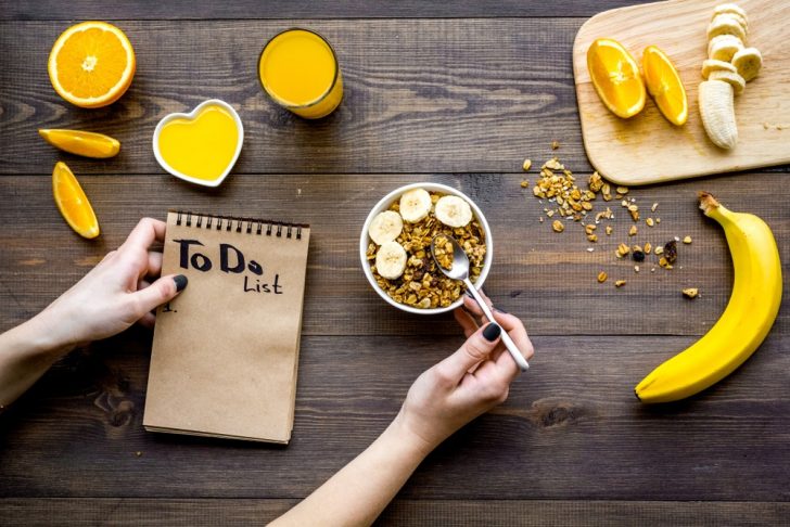 A dish of fruit and the start of a to-do list