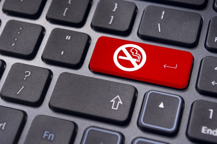 no smoking symbol on computer keyboard