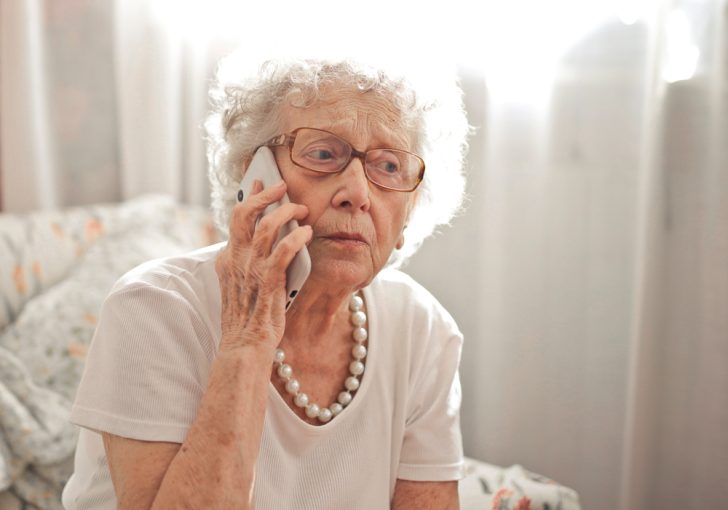 elderly on phone