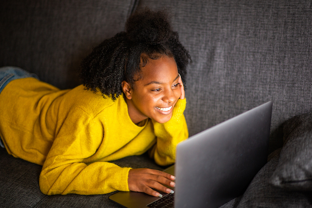 Teen at computer